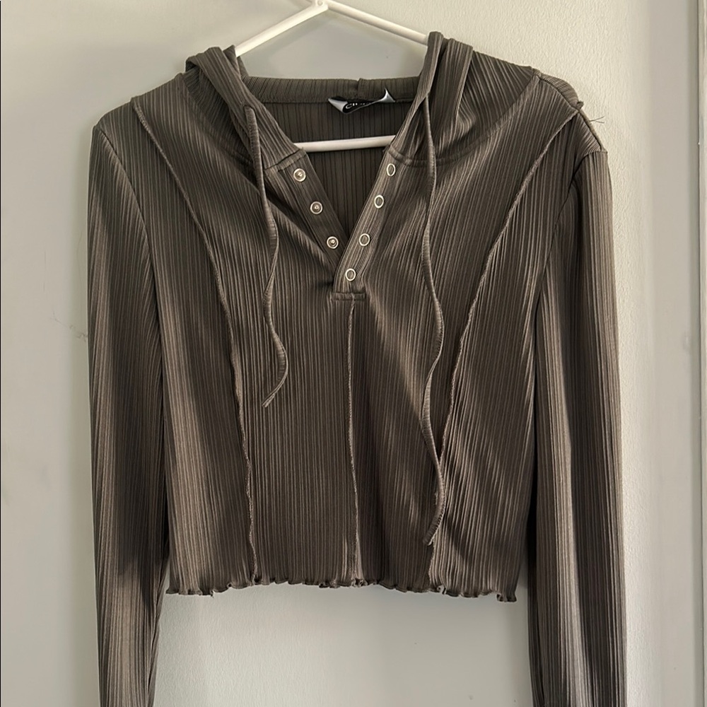 Cider Ribbed Hoodie in Brown